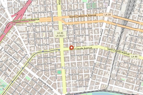 Map showing Kajun's Pub in New Orleans