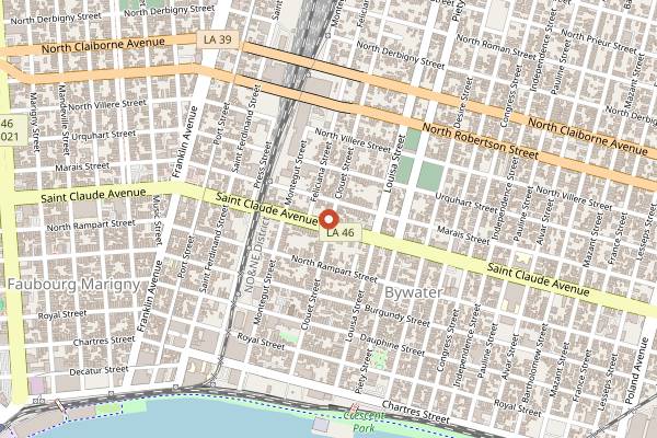 Map showing Saturn Bar in New Orleans