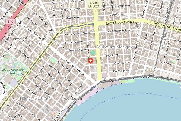 Map showing The Spotted Cat Music Club in New Orleans