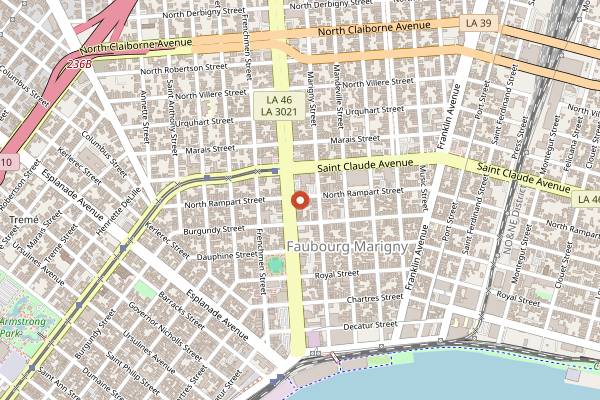 Map showing The Phoenix Bar in New Orleans