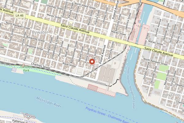 Map showing Vaughan's Lounge in New Orleans