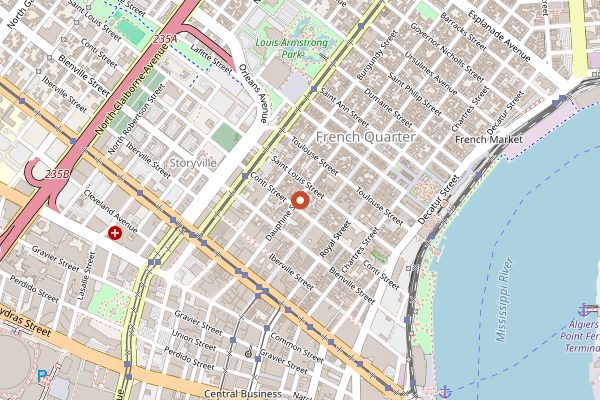 Map showing Bayona in New Orleans