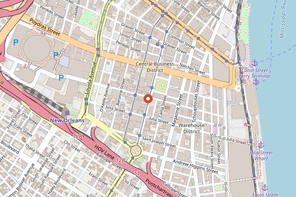 Map showing Herbsaint in New Orleans