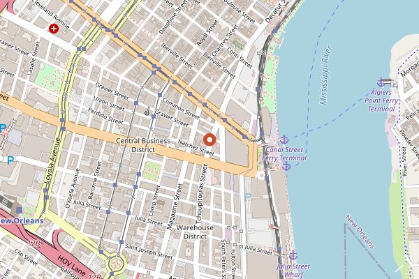 Map showing Restaurant August in New Orleans