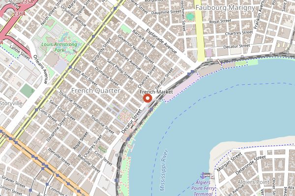 Map showing Central Grocery and Deli in New Orleans