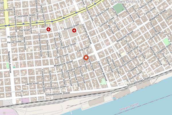Map showing Mahony's Po-Boys in New Orleans