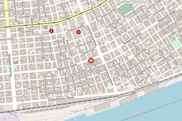 Map showing Mahony's Po-Boys in New Orleans