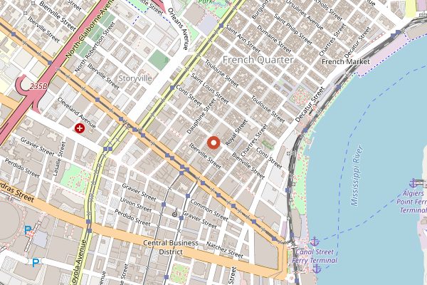 Map showing Patrick's Bar Vin in New Orleans