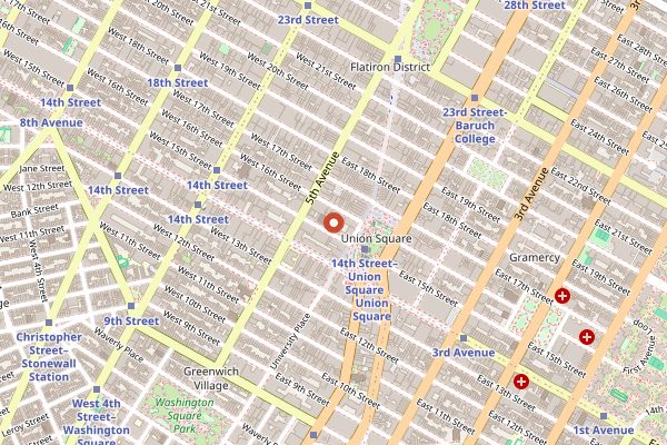 Map showing Breads Bakery in New York City