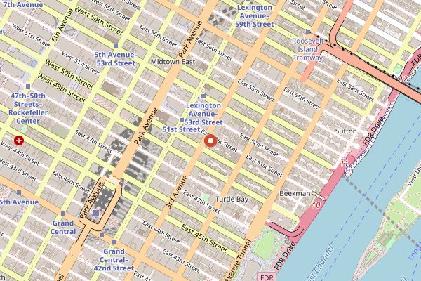 Map showing Ess-a-Bagel in New York City