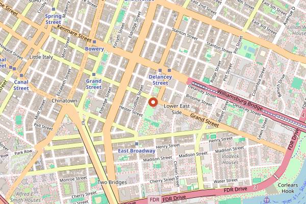 Map showing Kossar's Bagels & Bialys in New York City
