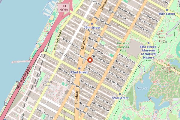 Map showing Levain Bakery in New York City