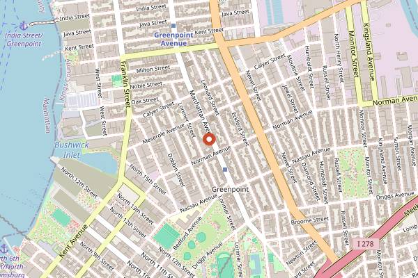Map showing Peter Pan Donut & Pastry Shop in New York City