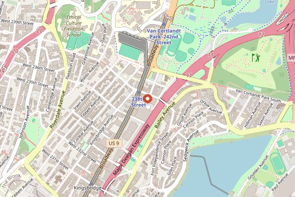 Map showing S&S Cheesecake in New York City
