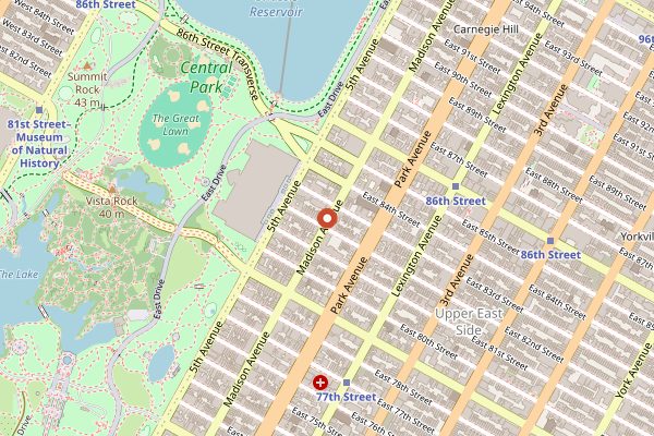 Map showing William Greenberg Desserts in New York City