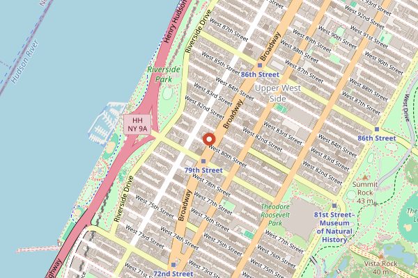 Map showing Zabar's in New York City