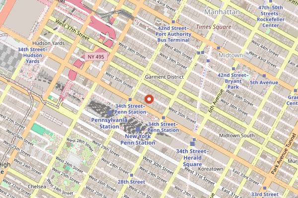Map showing Jack Doyle's in New York City