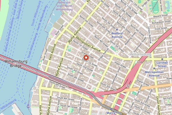Map showing Maison Premiere in New York City