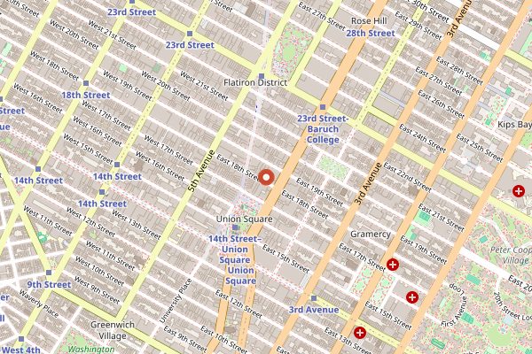 Map showing Old Town Bar in New York City