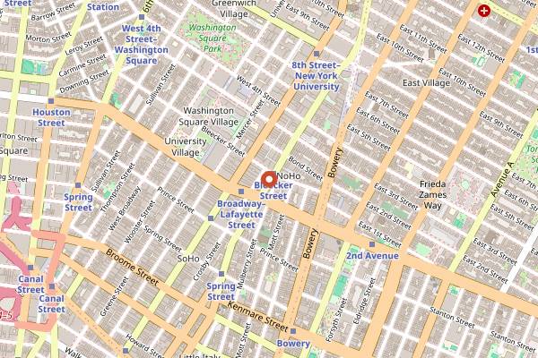 Map showing Temple Bar in New York City