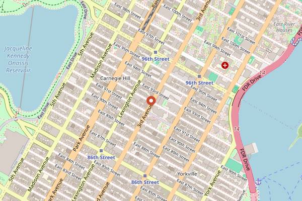 Map showing Third Avenue Ale House in New York City