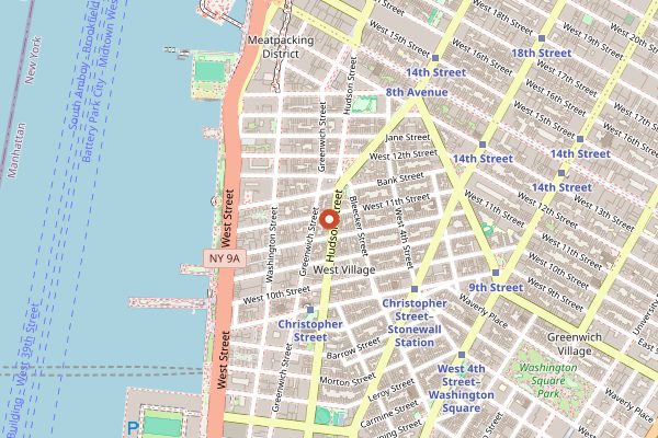 Map showing White Horse Tavern in New York City