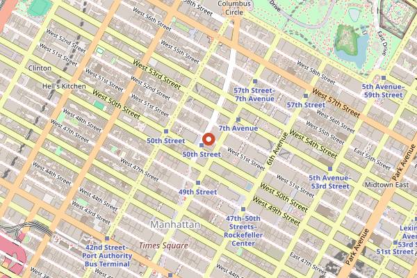 Map showing Ellens Stardust Diner in New York City