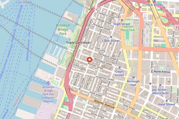 Map showing Dellarocco's Brick Oven Pizza in New York City