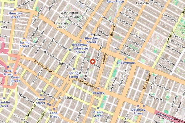 Map showing Prince Street Pizza in New York City