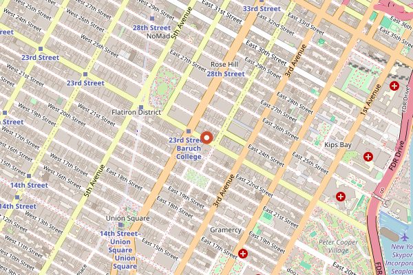 Map showing Shake Shack Madison Square in New York City