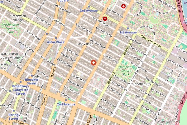 Map showing Abraço in New York City