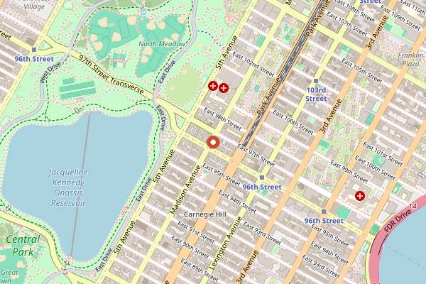 Map showing Champignon Café in New York City
