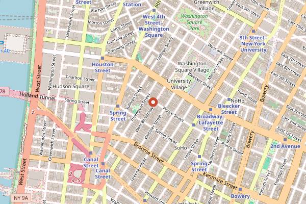 Map showing Chobani SoHo in New York City