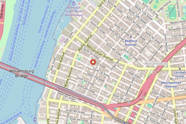 Map showing Devoción in New York City