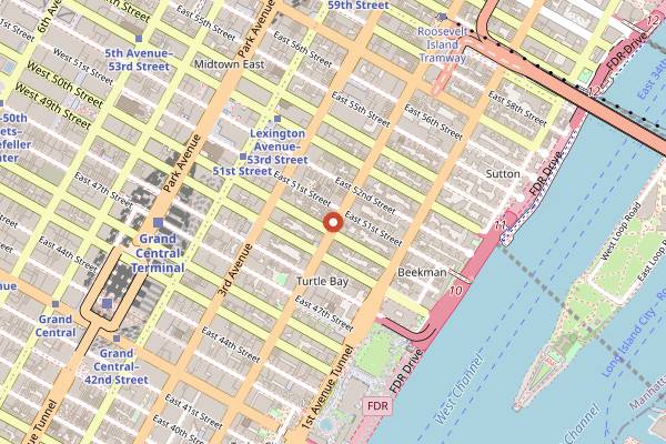 Map showing Morning Star Cafe in New York City