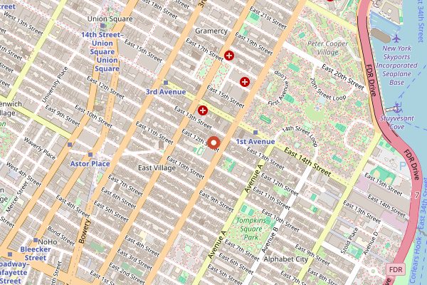 Map showing Saltwater Coffee in New York City