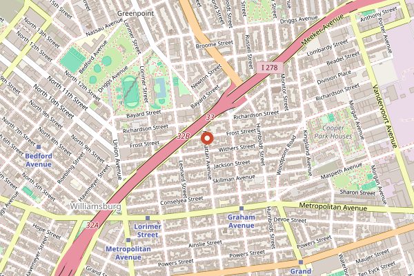 Map showing Bonnie's in New York City