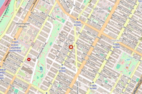 Map showing Chocolat Restaurant & Bar in New York City