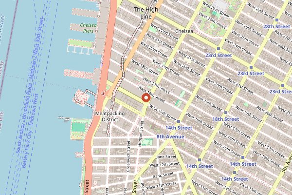 Map showing Los Tacos No.1 in New York City