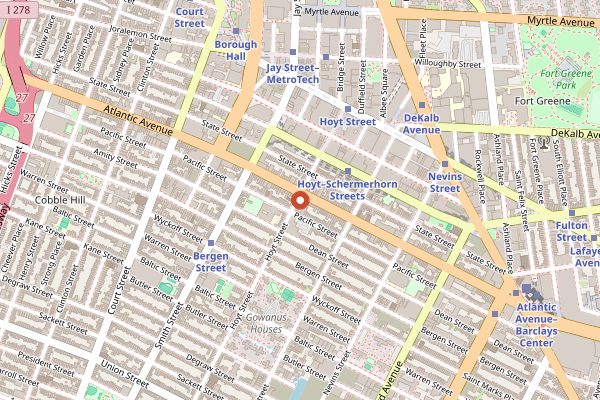 Map showing Mile End Deli in New York City