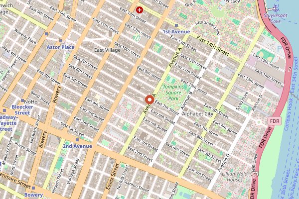 Map showing Miss Lily's in New York City