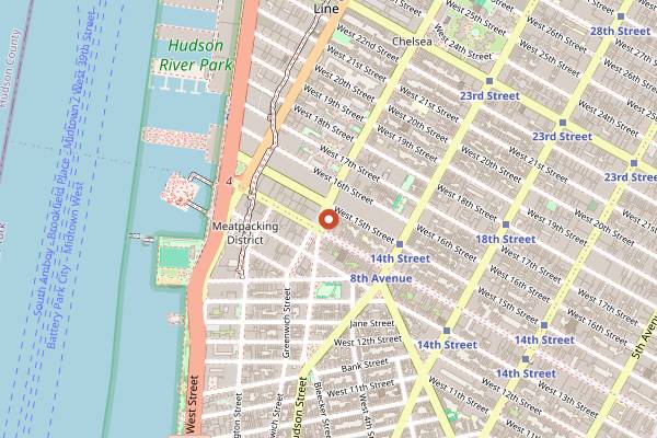 Map showing Old Homestead Steakhouse in New York City