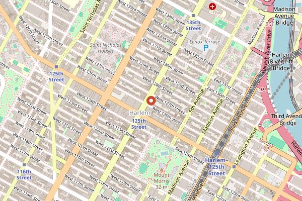 Map showing Sylvia's Restaurant in New York City