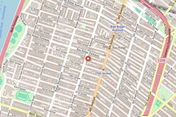 Map showing Tanoreen in New York City