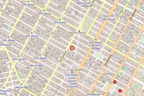 Map showing Thai Villa in New York City