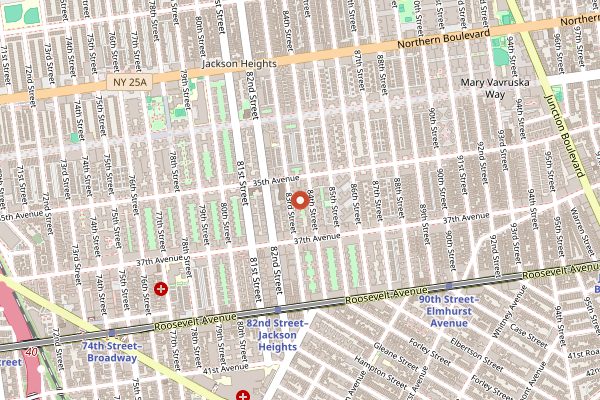 Map showing Lhasa Fast Food in New York City