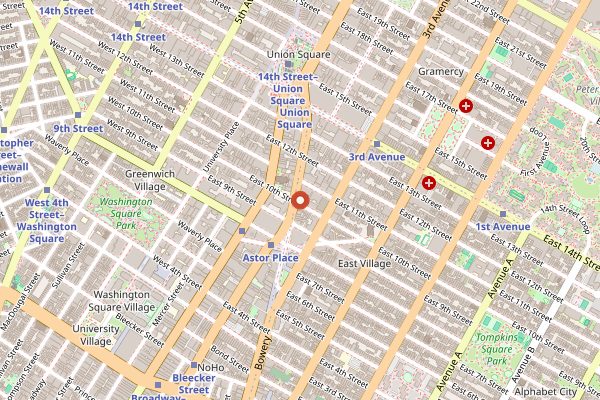 Map showing Tim Ho Wan in New York City