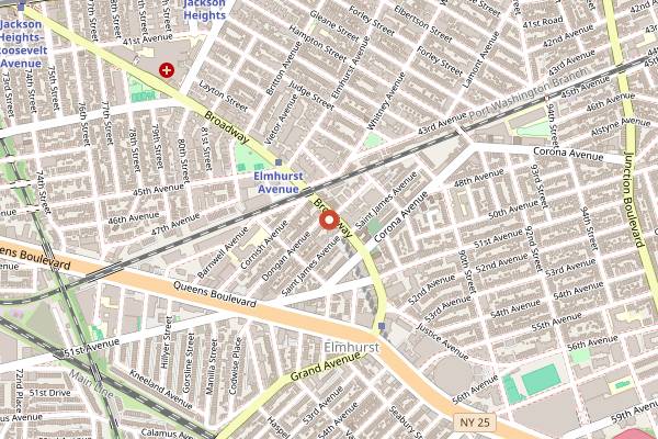 Map showing Elm Roastery in New York City