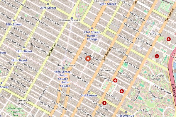 Map showing Irving Farm New York in New York City
