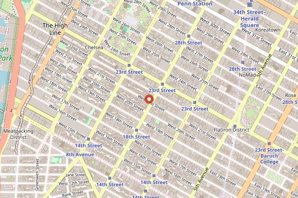 Map showing Kona Coffee Roasters in New York City